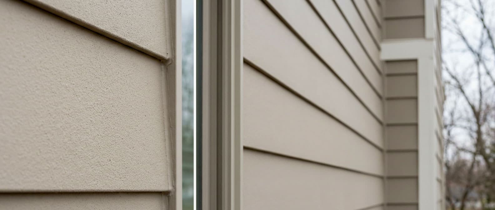 House exterior finished with horizontal fibre-cement siding.
