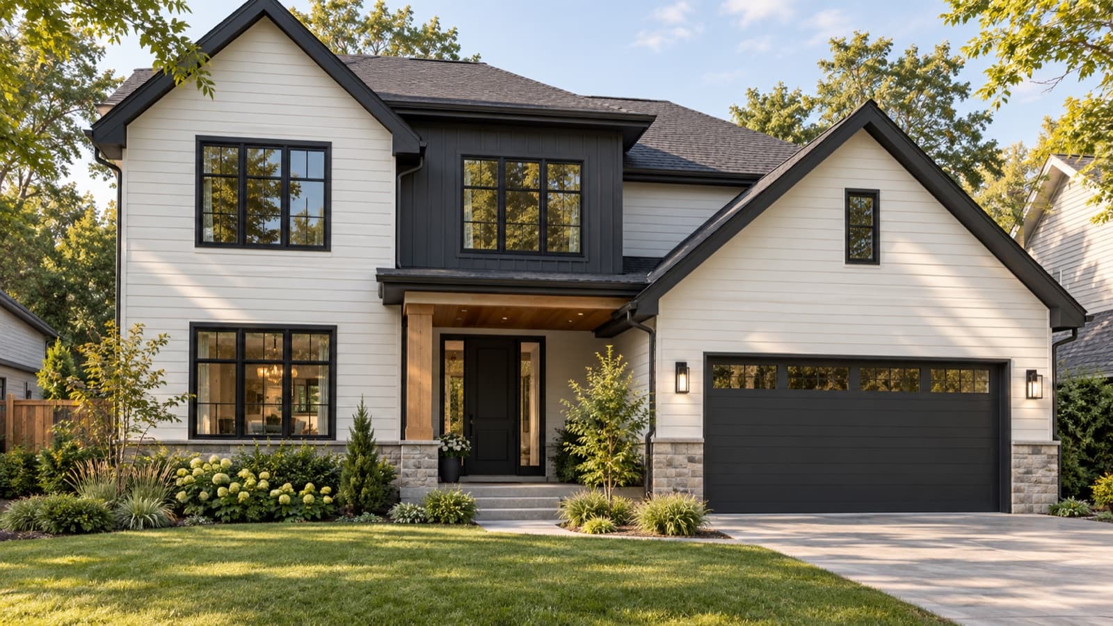 Illustration of contrasting exterior siding colours.