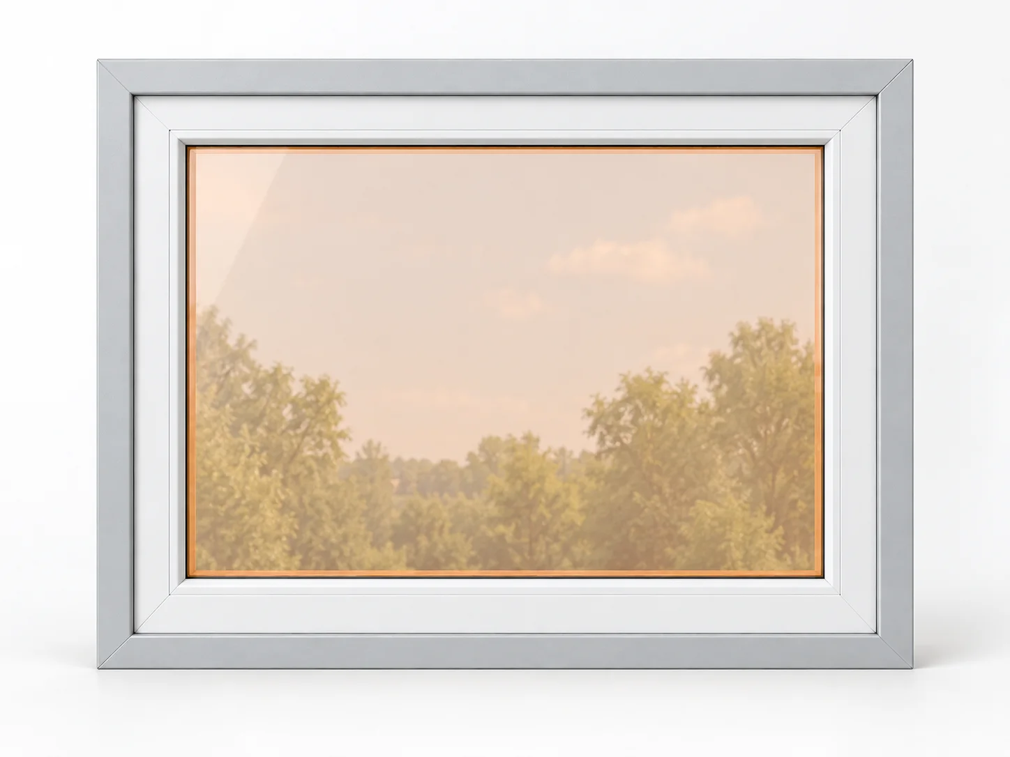 Window with a transparent orange highlight confined to the visible glass area inside the frame.