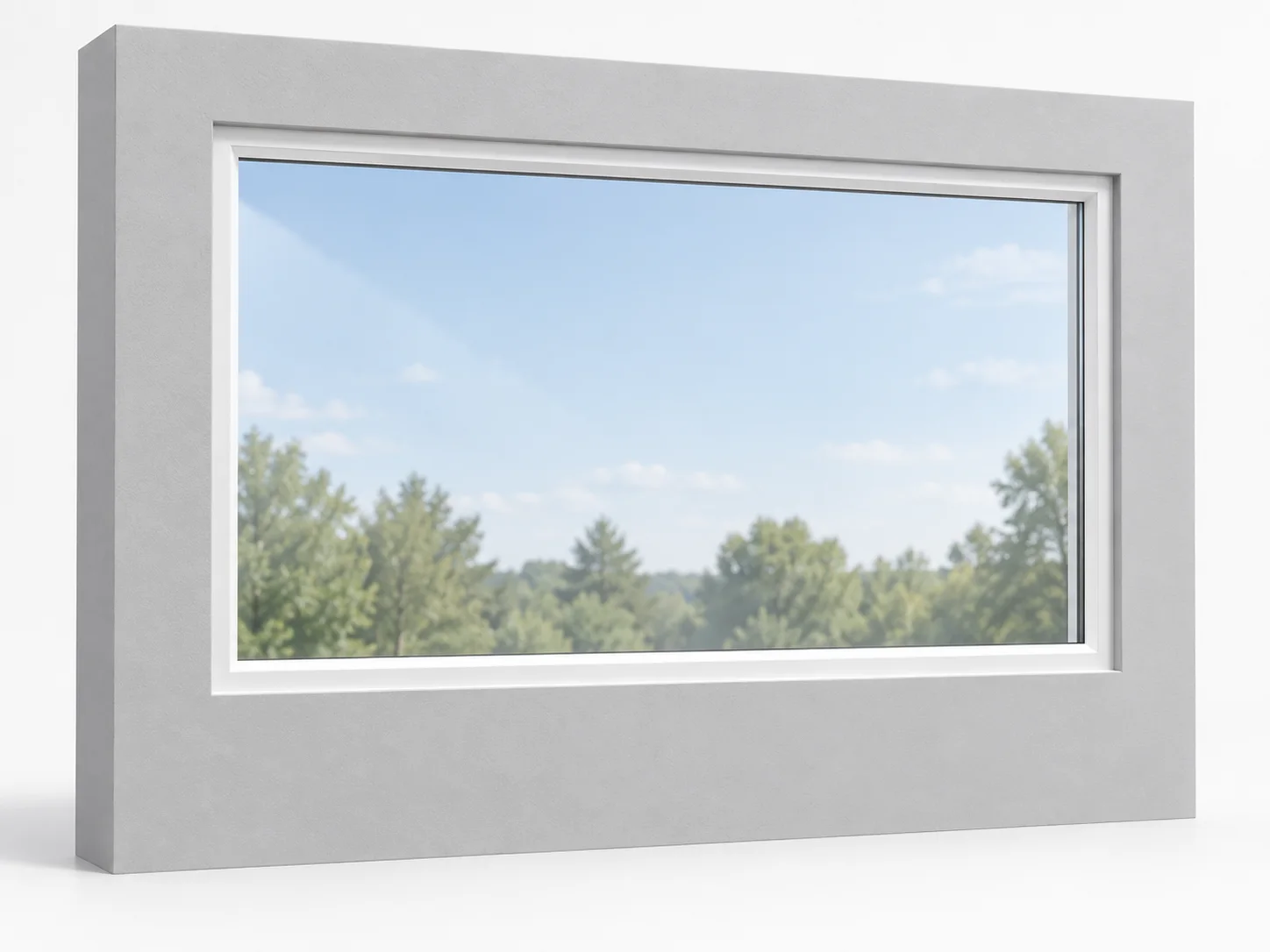 Wide picture window with one unobstructed glass area and no opening hardware.