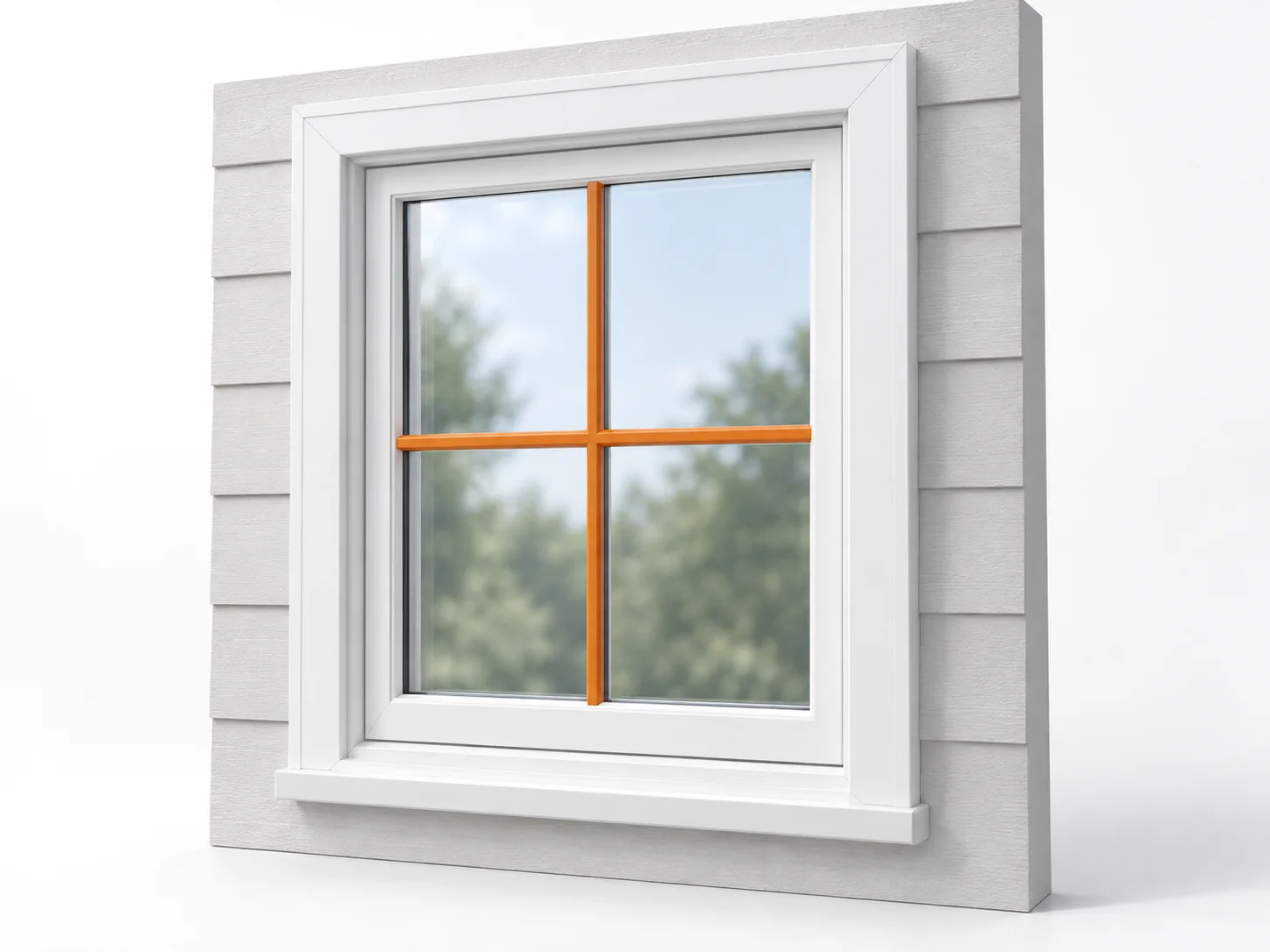 Illustration highlighting narrow muntin bars that divide the glass within a single window sash.