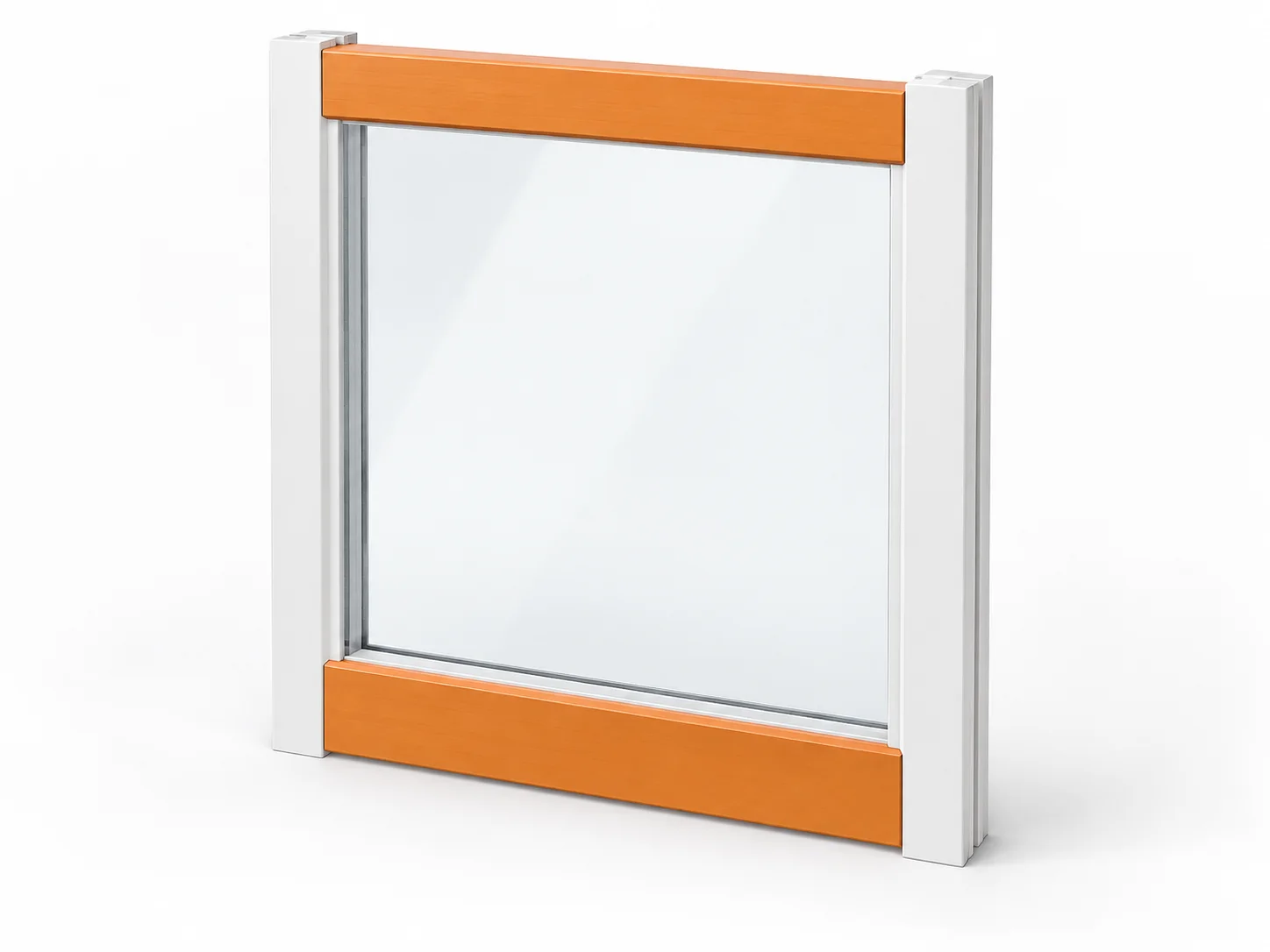 Window sash with its horizontal top and bottom rails highlighted orange; vertical stiles remain white.