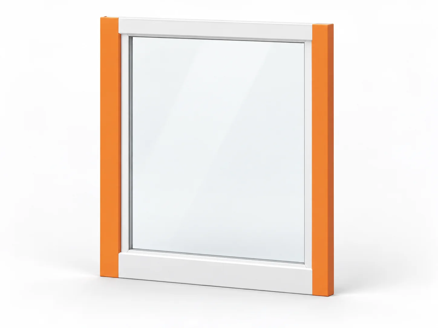 Window sash with its two vertical stiles highlighted orange; horizontal rails remain white.